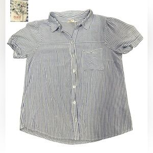 NAIF Blue and White Striped Button Down Shirt